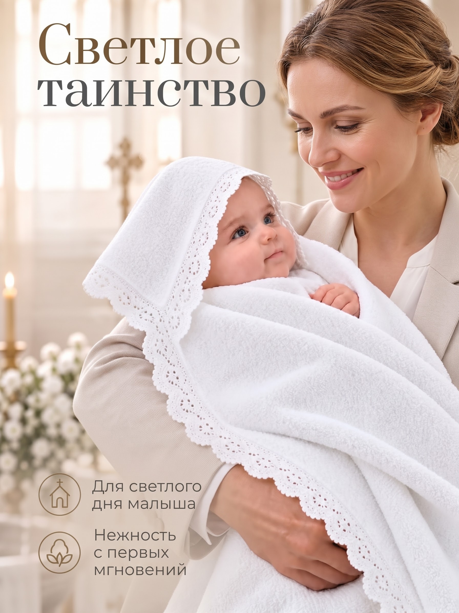 Пеленка-крыжма муслиновая 100х100